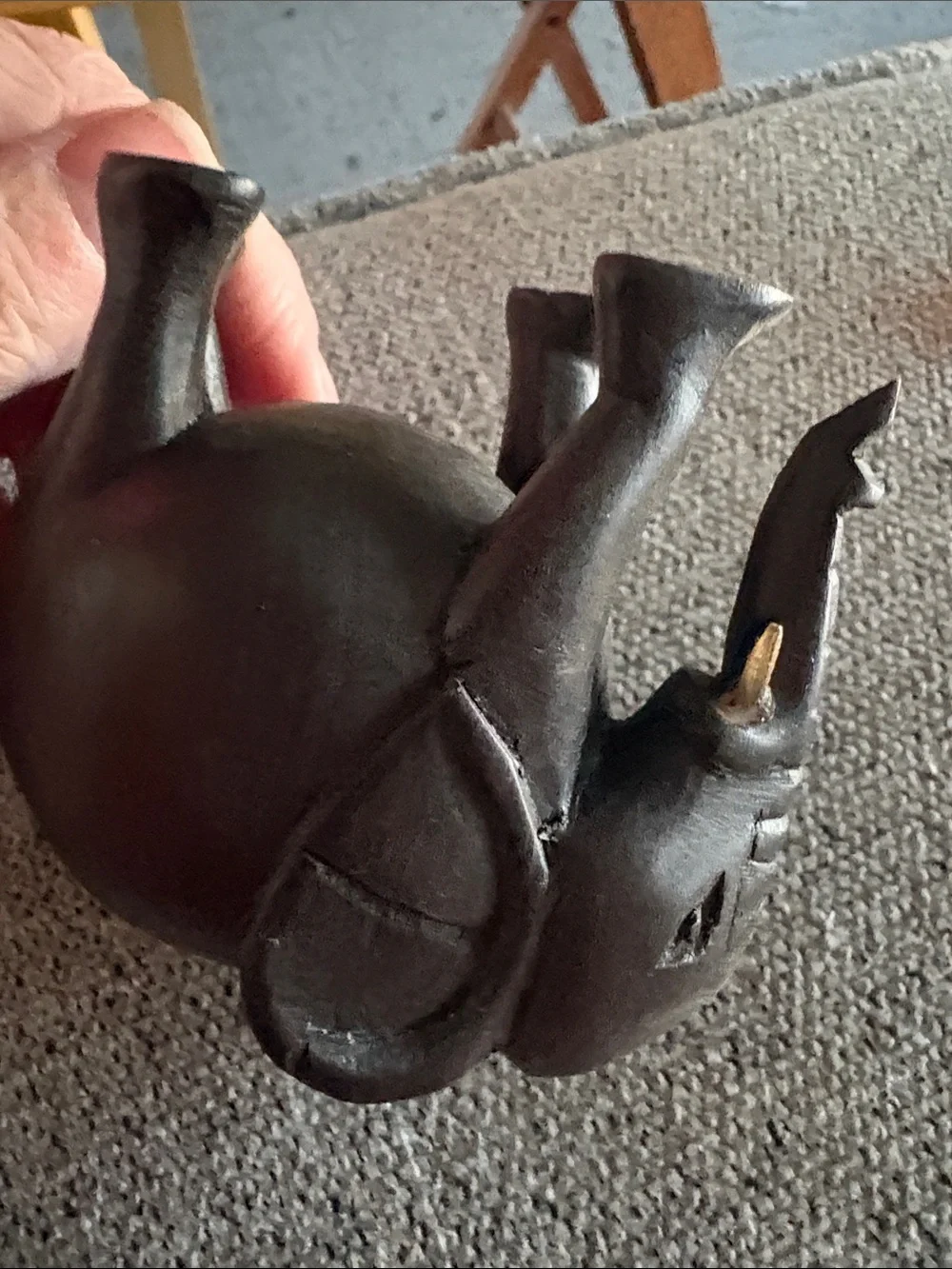 Vintage Ebony Hand Carved Elephant Figurines - Set of 3